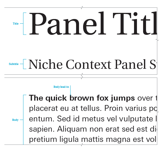 A representation of alcove context panel title, subtitle and body text