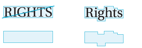A representation of the word Rights in all caps versus upper & lower case