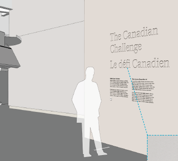 A representation of exhibit gallery body text for a standing visitor