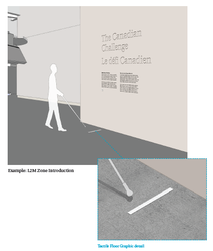 Visitors can find the tactile floor markers while navigating through a cane